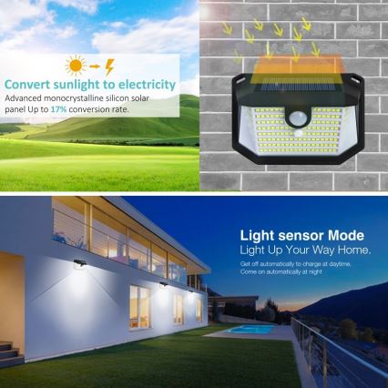 LED Solar wall light with sensor LED/4W/5,5V IP65 1200 mAh