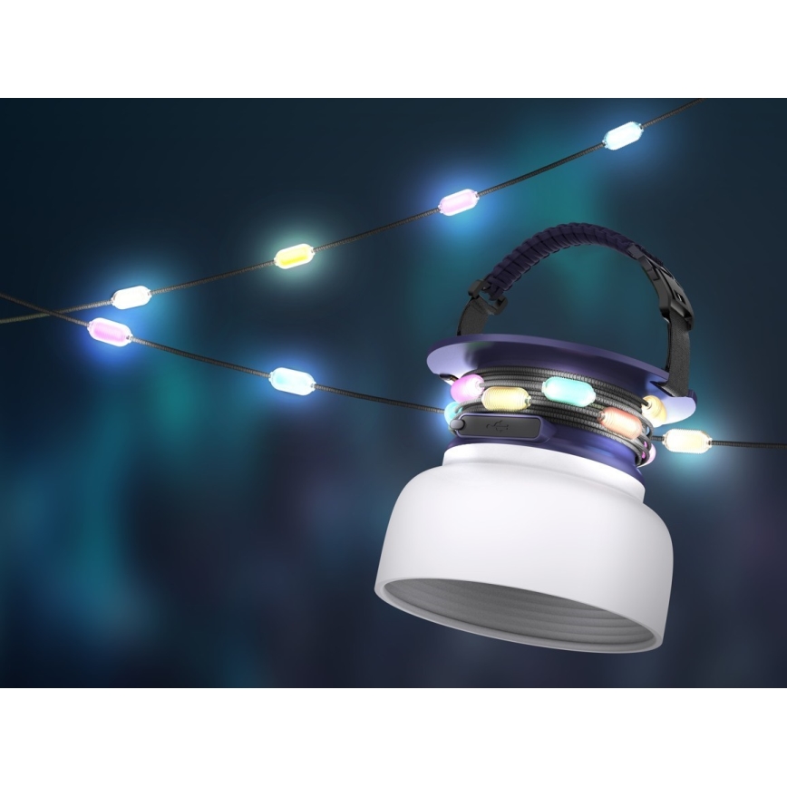 LED RGB Portable solar rechargeable lamp with a LED chain LED/10W/5V 3600 mAh IP65
