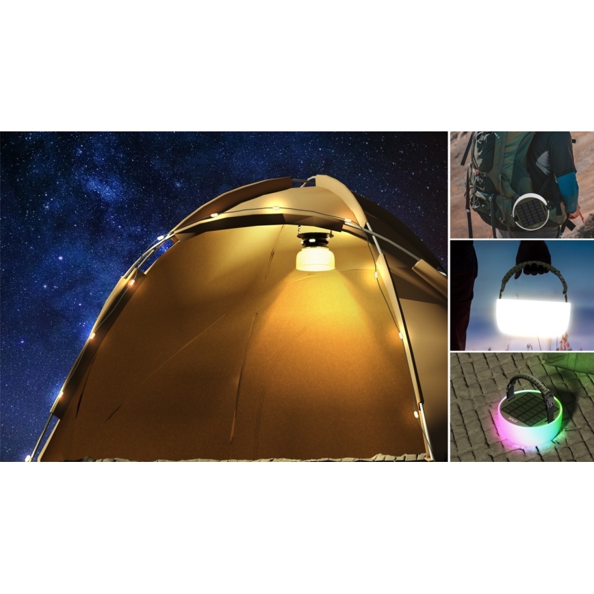 LED RGB Portable solar rechargeable lamp with a LED chain LED/10W/5V 3600 mAh IP65