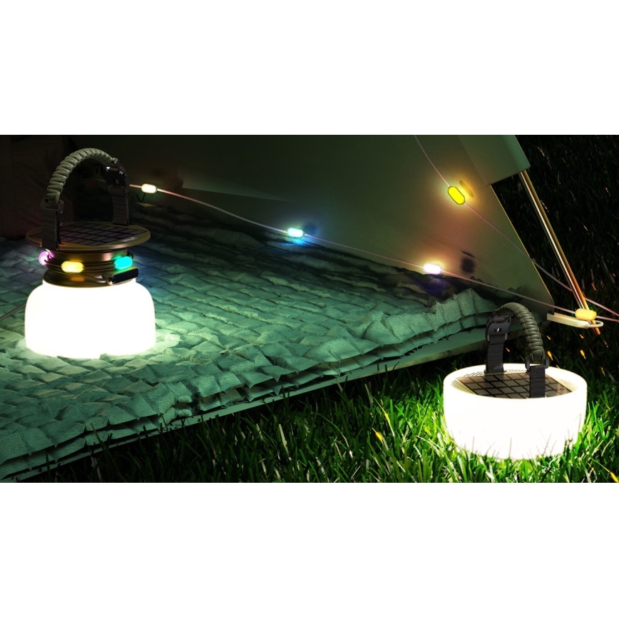 LED RGB Portable solar rechargeable lamp with a LED chain LED/10W/5V 3600 mAh IP65