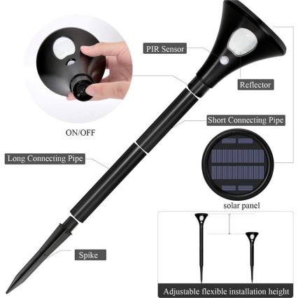 LED Solar lamp with sensor LED/1W/3,7V 6000K IP65