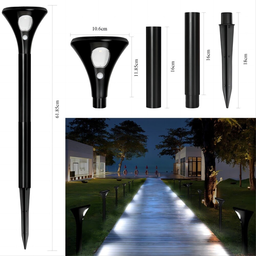 LED Solar lamp with sensor LED/1W/3,7V 6000K IP65