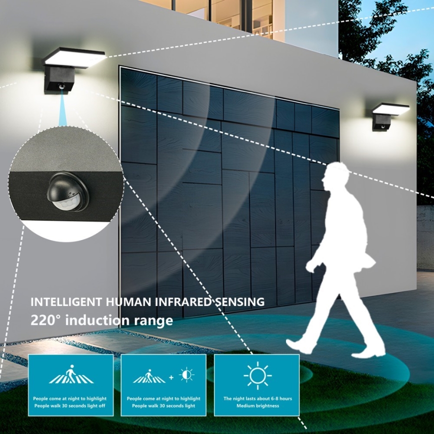 LED Outdoor Wall Light with Sensor MODERN LED/18W/230V IP65
