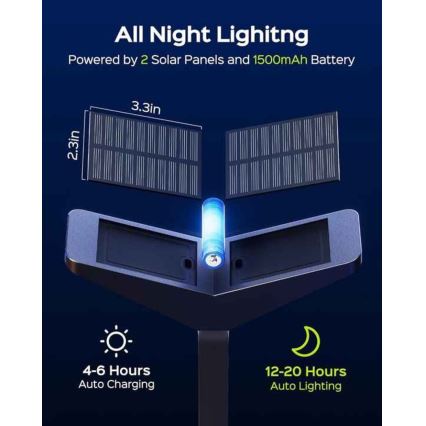 SUN BUTTERFLY LED Solar Lamp with Sensor, 1.5W/3.7V, 3000/6000K, IP65, 1500 mAh