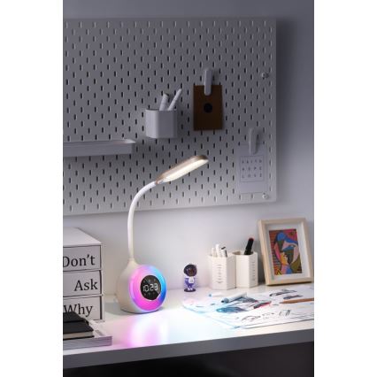 LED RGBW Dimmable table lamp with alarm clock FALCON LED/10W/12V