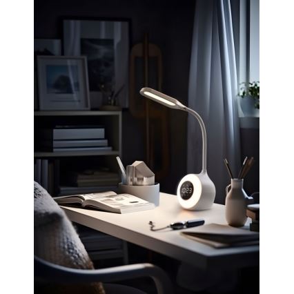 LED RGBW Dimmable table lamp with alarm clock FALCON LED/10W/12V