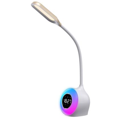 LED RGBW Dimmable table lamp with alarm clock FALCON LED/10W/12V