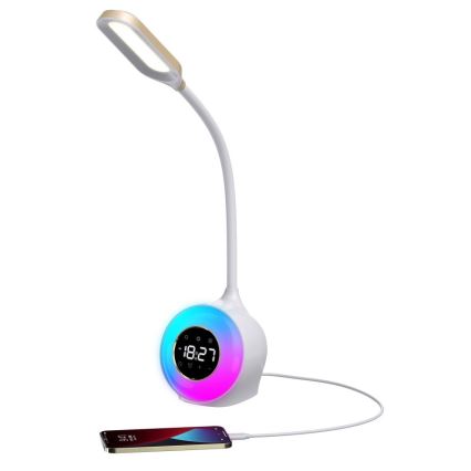 LED RGBW Dimmable table lamp with alarm clock FALCON LED/10W/12V