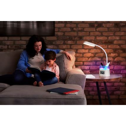 LED RGBW Dimmable table lamp with a pencil holder FALCON LED/10W/5V