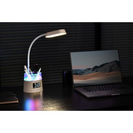 LED RGBW Dimmable table lamp with a pencil holder FALCON LED/10W/5V