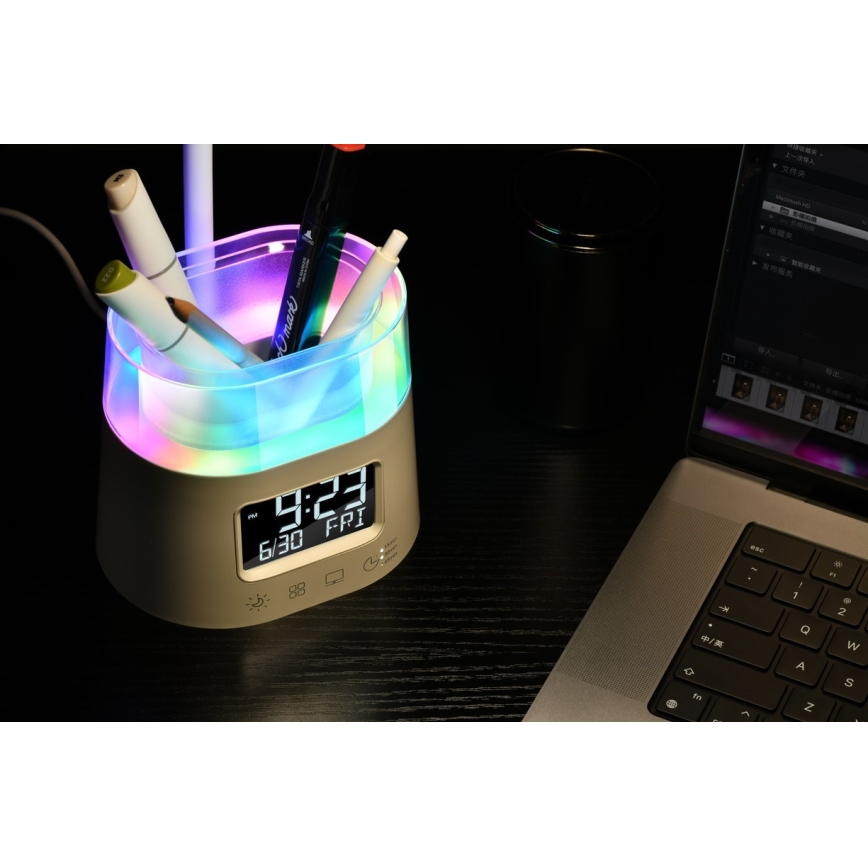 LED RGBW Dimmable table lamp with a pencil holder FALCON LED/10W/5V