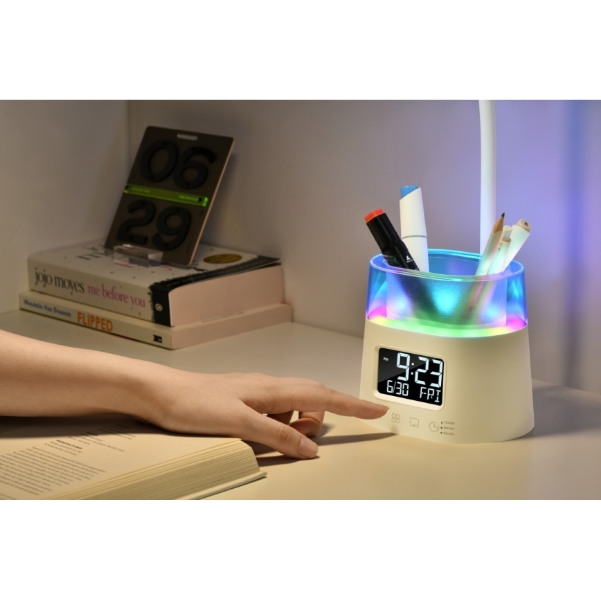 LED RGBW Dimmable table lamp with a pencil holder FALCON LED/10W/5V