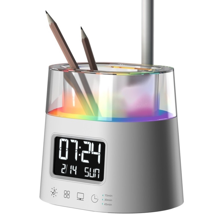 LED RGBW Dimmable table lamp with a pencil holder FALCON LED/10W/5V