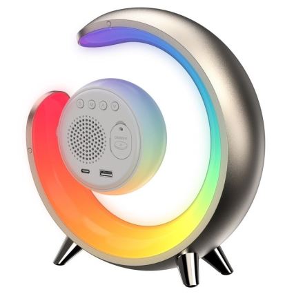 LED RGBW Dimmable table lamp with alarm clock PEACOCK LED/20W/5V USB