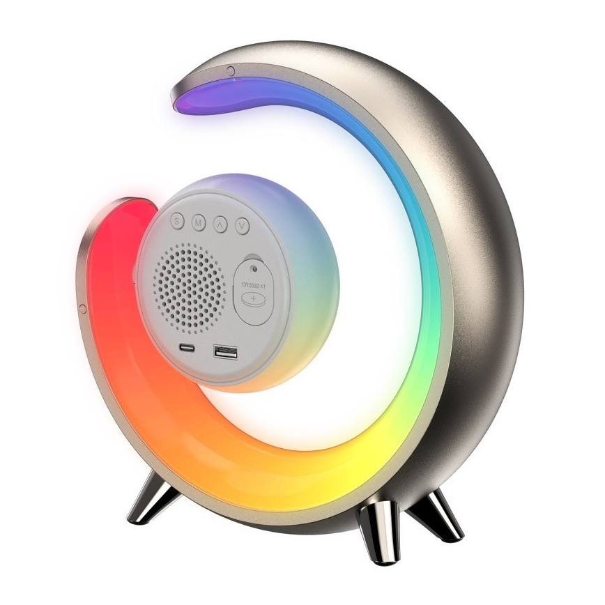 LED RGBW Dimmable table lamp with alarm clock PEACOCK LED/20W/5V USB