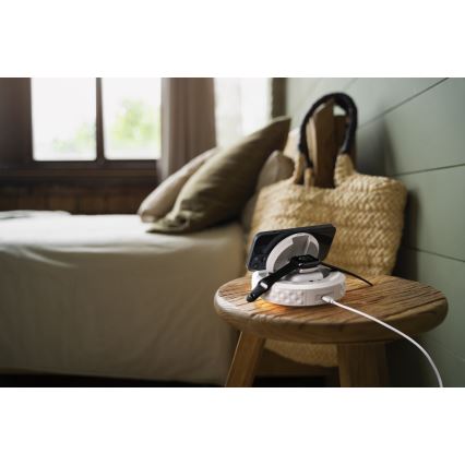 Alarm clock with LCD display and wireless Qi charger 27W/9V white
