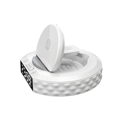 Alarm clock with LCD display and wireless Qi charger 27W/9V white
