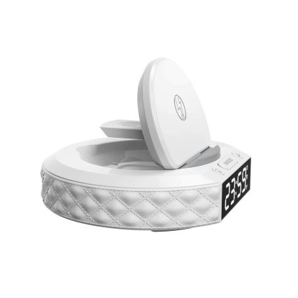 Alarm clock with LCD display and wireless Qi charger 27W/9V white