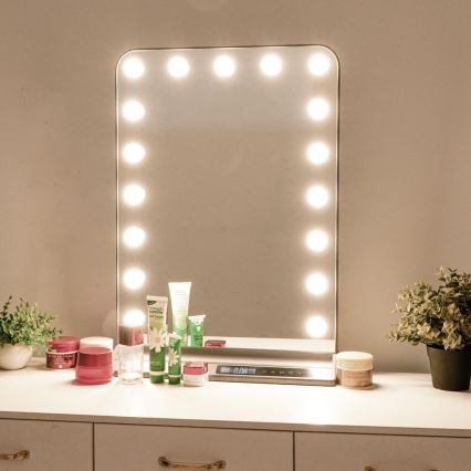 Dimmable HOLLYWOOD LED makeup mirror LED/18W/230V 3000/4200/6000K gray