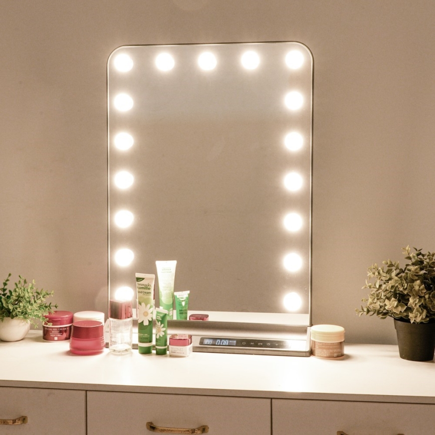 Dimmable HOLLYWOOD LED makeup mirror LED/18W/230V 3000/4200/6000K gray