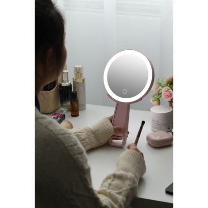 Immax 09102L - LED+CCT Dimmable Cosmetic Mirror SWEET LED/3W/5V Pink