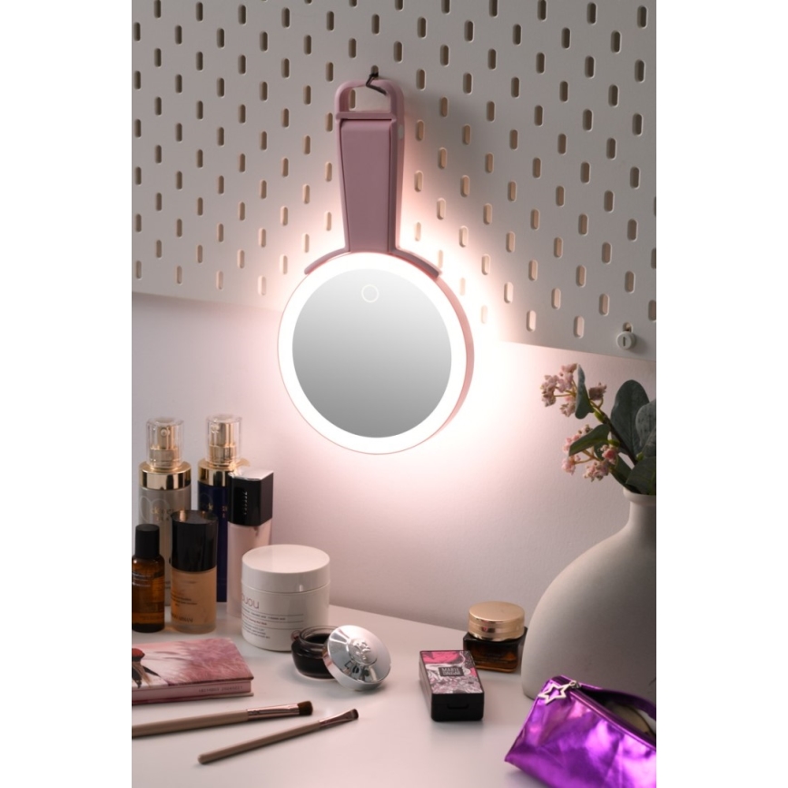 Immax 09102L - LED+CCT Dimmable Cosmetic Mirror SWEET LED/3W/5V Pink