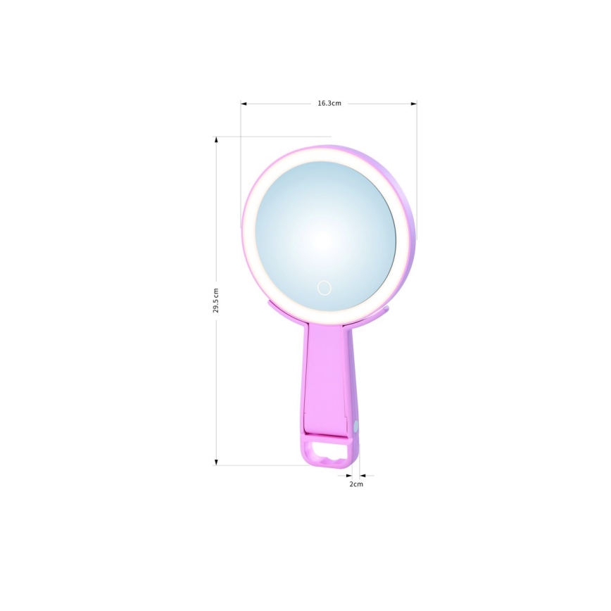 Immax 09102L - LED+CCT Dimmable Cosmetic Mirror SWEET LED/3W/5V Pink