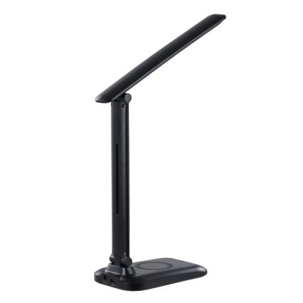 Dimmable LED desk lamp with Qi wireless charging and USB LUMI LED/7W/230V, black