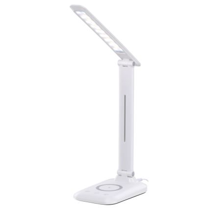 LUMI Dimmable LED Desk Lamp with Qi Wireless Charging and USB, 7W/230V, White