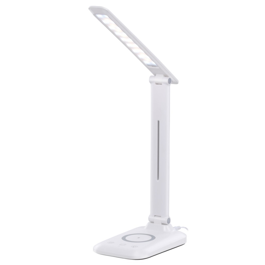 LUMI Dimmable LED Desk Lamp with Qi Wireless Charging and USB, 7W/230V, White
