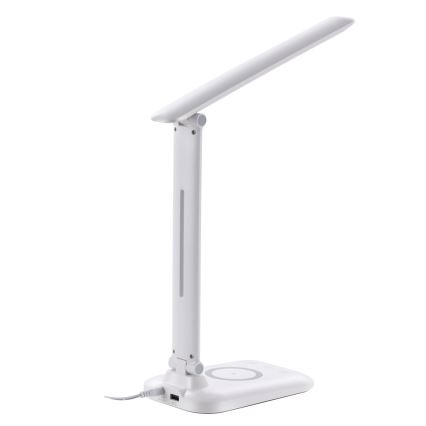 LUMI Dimmable LED Desk Lamp with Qi Wireless Charging and USB, 7W/230V, White