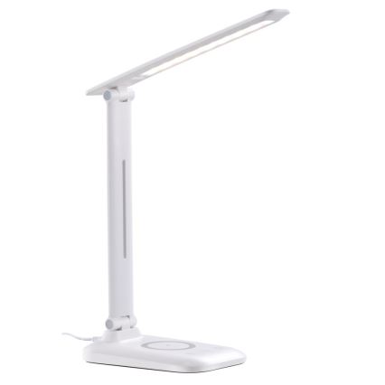 LUMI Dimmable LED Desk Lamp with Qi Wireless Charging and USB, 7W/230V, White