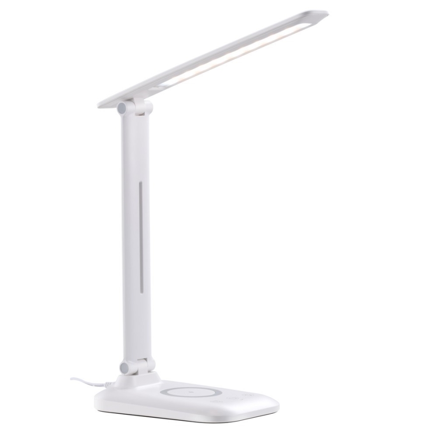 LUMI Dimmable LED Desk Lamp with Qi Wireless Charging and USB, 7W/230V, White