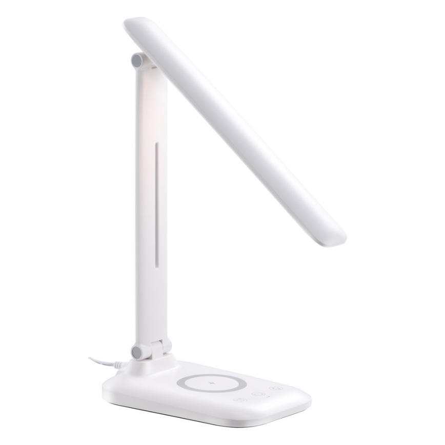 LUMI Dimmable LED Desk Lamp with Qi Wireless Charging and USB, 7W/230V, White