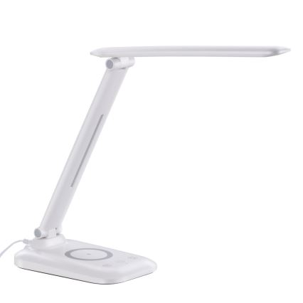 LUMI Dimmable LED Desk Lamp with Qi Wireless Charging and USB, 7W/230V, White
