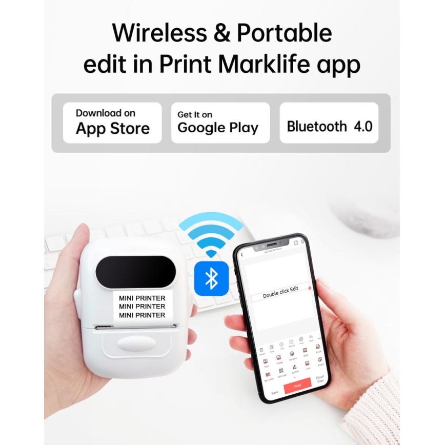 Digital label printer USB-C + 3x self-adhesive labels