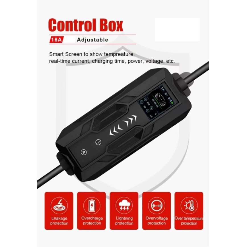 Immax - EV travel charging station for electric cars AC Type 2 16A/380V 11kW + plug 230V, 3,7kW 5m + case