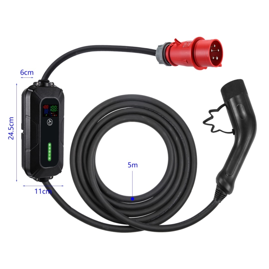 Immax - EV travel charging station for electric cars AC Type 2 16A/380V 11kW + plug 230V, 3,7kW 5m + case