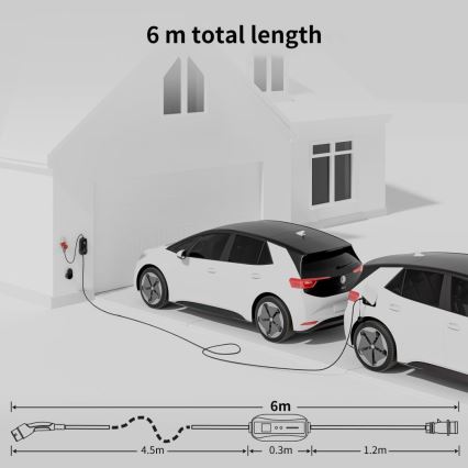 Immax - EV travel charging station for electric cars AC Type 2 16A/380V 11kW + plug 230V, 3,7kW 5m + case