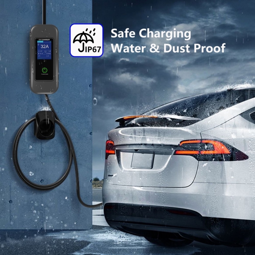 Immax - EV travel charging station for electric cars AC Type 2 32A/380V 22kW + plug 230V 5m Wi-Fi Tuya