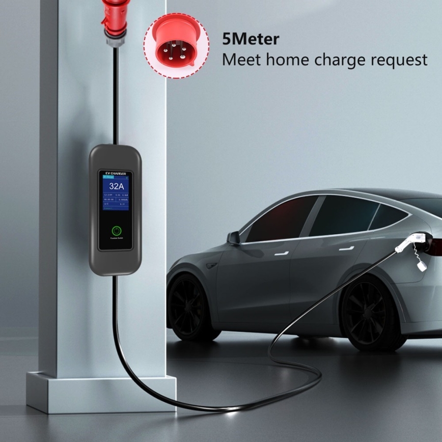 Immax - EV travel charging station for electric cars AC Type 2 32A/380V 22kW + plug 230V 5m Wi-Fi Tuya