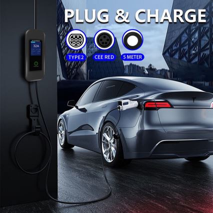 Immax - EV travel charging station for electric cars AC Type 2 32A/380V 22kW + plug 230V 5m Wi-Fi Tuya