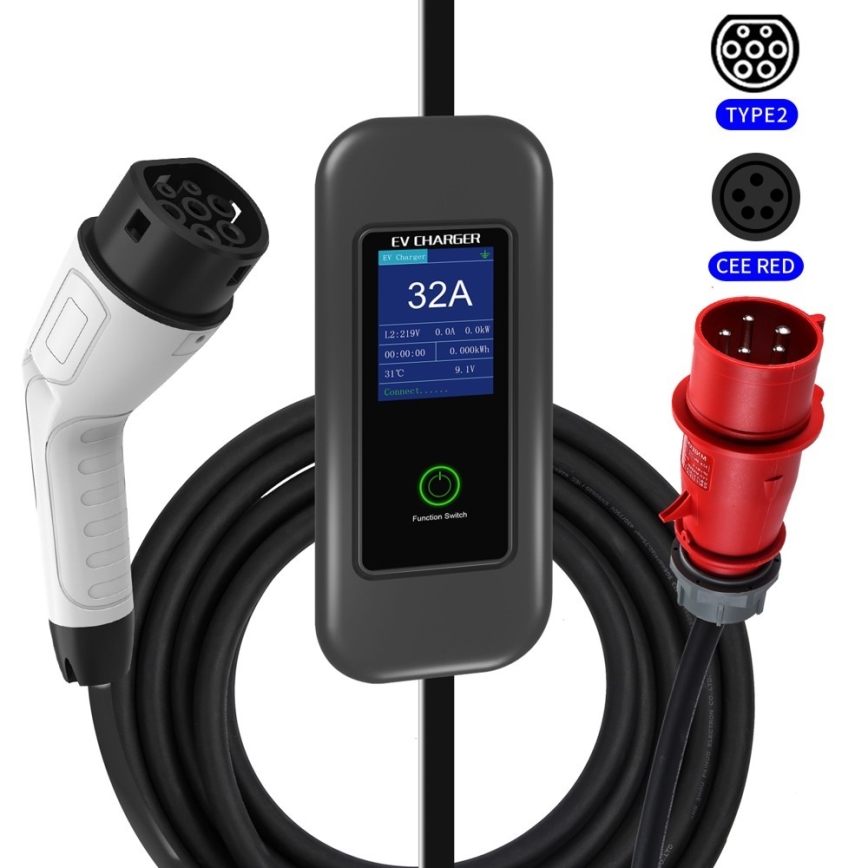 Immax - EV travel charging station for electric cars AC Type 2 32A/380V 22kW + plug 230V 5m Wi-Fi Tuya