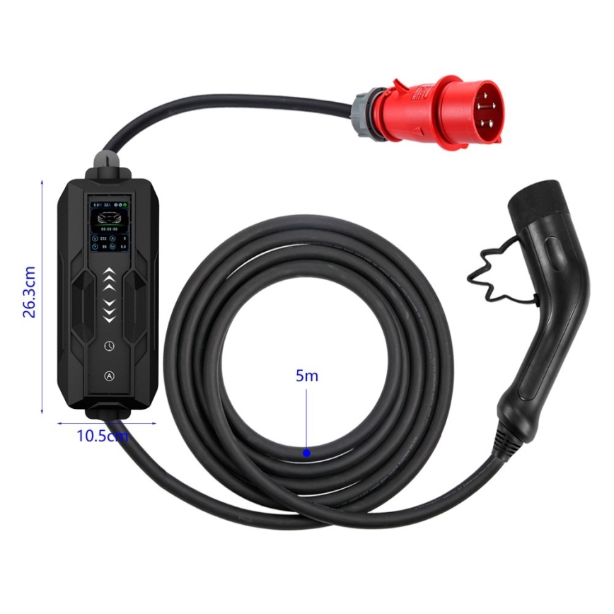 Immax - EV travel charging station for electric cars AC Type 2 32A/380V 22kW 5m + case