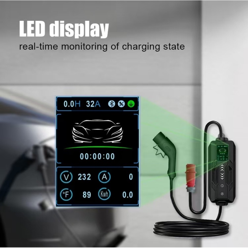 Immax - Portable EV Charging Station for Electric Vehicles, AC Type 2, 16A/380V, 11 kW + 230V Plug, 5 m Cable, Tuya Wi‑Fi