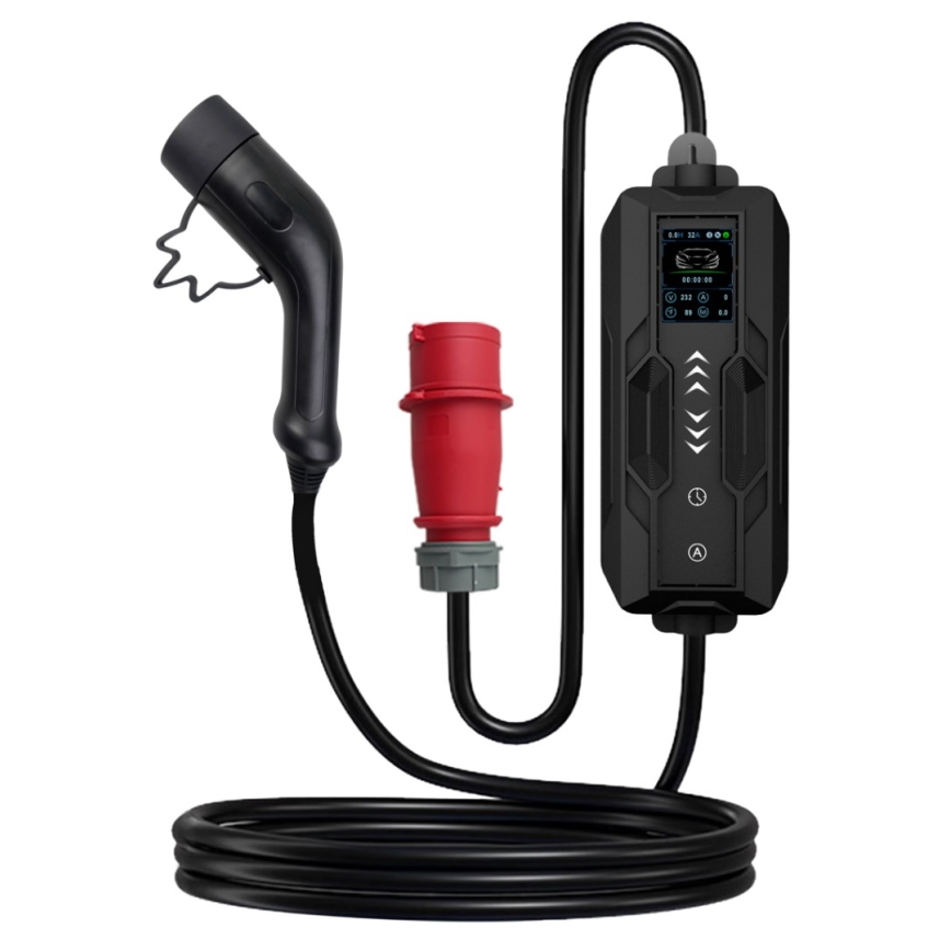 Immax - Portable EV Charging Station for Electric Vehicles, AC Type 2, 16A/380V, 11 kW + 230V Plug, 5 m Cable, Tuya Wi‑Fi