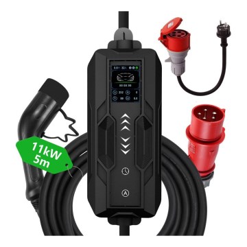 Immax - EV charging station for electric vehicles AC Type 2 16A/380V + 230V plug, 11kW 5m Tuya