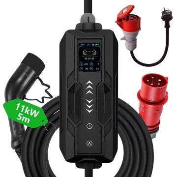 Immax - EV travel charging station for electric cars AC Type 2 16A/380V 11kW + plug 230V, 3,7kW 5m + case
