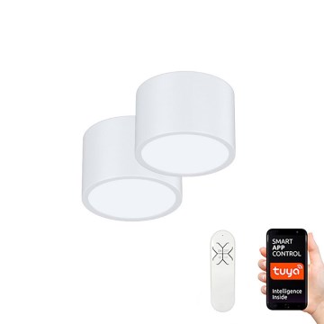 Immax Neo 07024L-15BD - Set 2x LED Dimmable ceiling light RONDATE white 2xLED/12W/230V + remote control Tuya