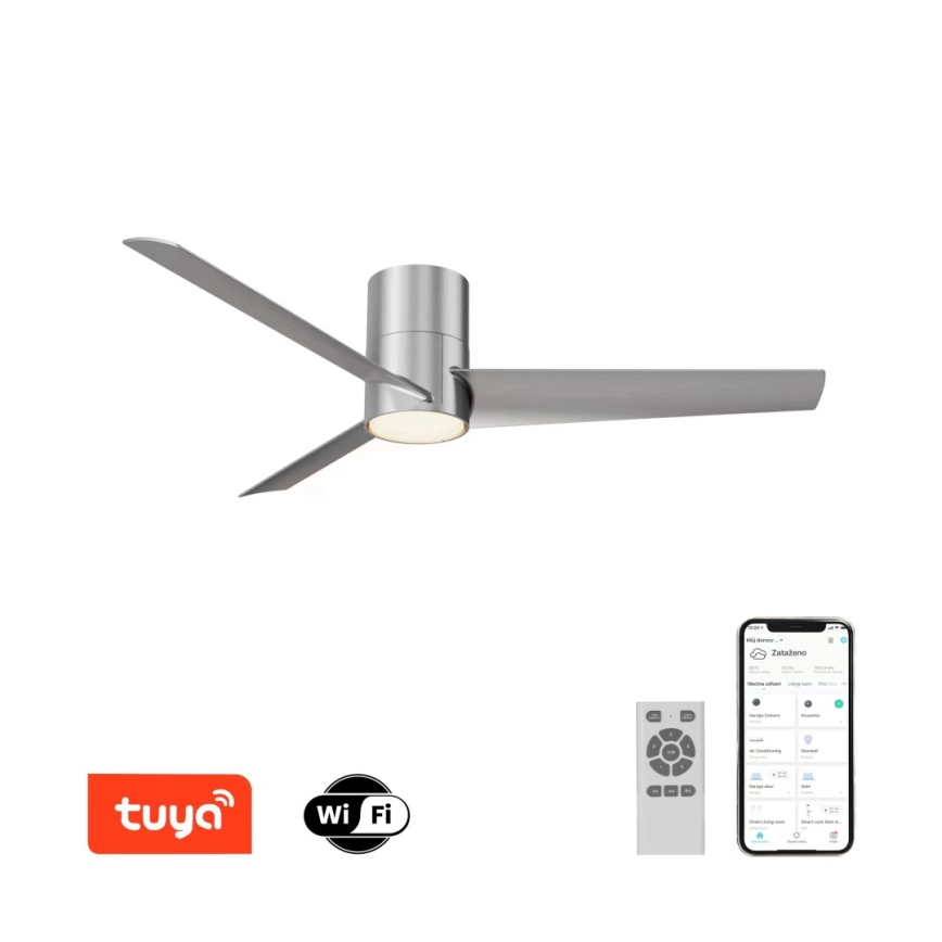 Immax NEO 07135-S - LED Ceiling fan FRESH LED/18W/230V Wi-Fi Tuya matte chrome + remote control